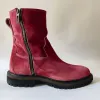 Burgundy Suede Leather Massimiliano With Thick Sole Zipper Boots sold by Costoso Italiano
