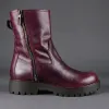 Burgundy Leather Massimiliano With Thick Sole Zipper Boots sold by Costoso Italiano