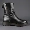 Black Leather Massimiliano With Thick Sole Zipper Boots sold by Costoso Italiano
