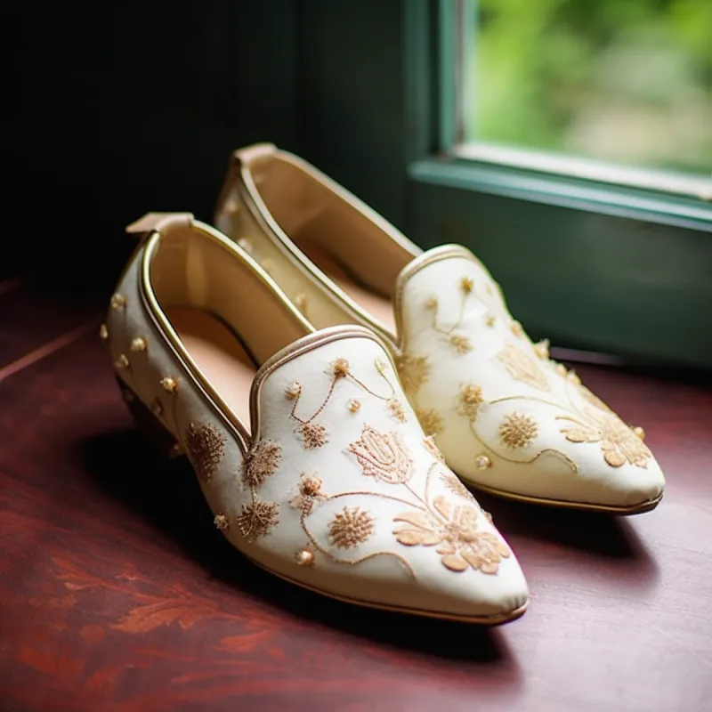 White Velvet Hand Work Zardozi Peshawari Loafers | Wedding Shoes for Groom | Shoes for Haldi Mehendi Sangeet sold by Costoso Italiano