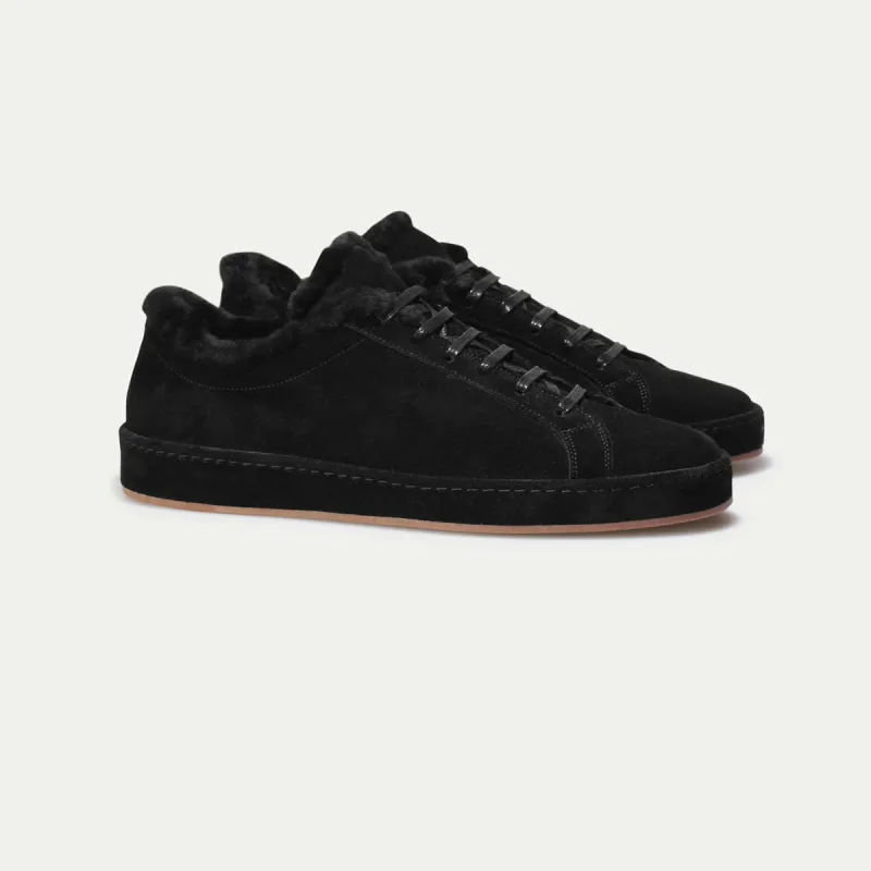 Black Suede Fleeced Eirene Lace Up Sneakers - AW24 sold by Costoso Italiano