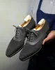 Grey Suede Leather Elowen Brogue Oxfords - Formal Shoes - SS23 sold by Costoso Italiano