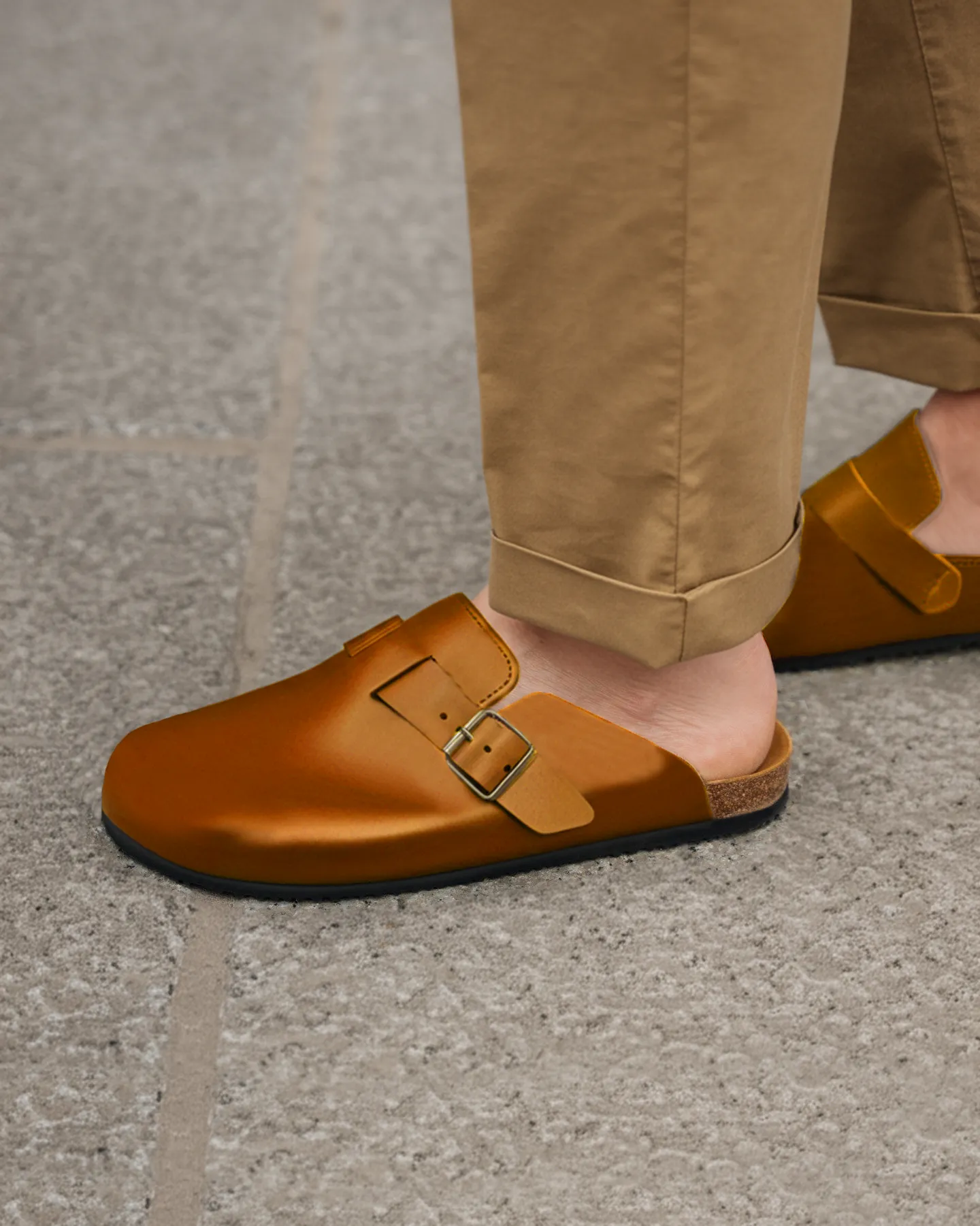 Tan Leather Pedestal Platforms Clogs - Summer 2024 Collection sold by Costoso Italiano