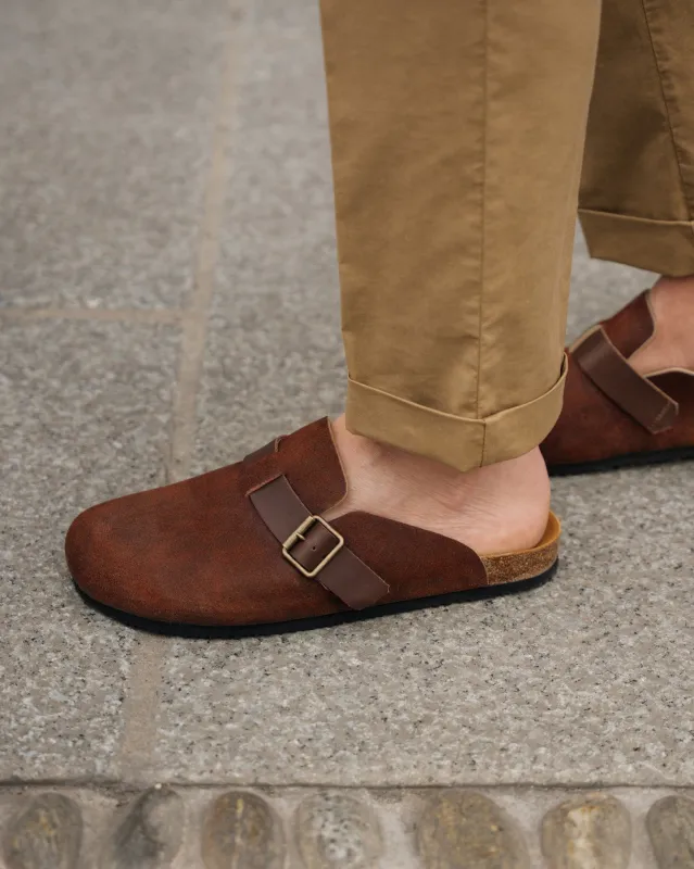 Grey Suede Leather Pedestal Platforms Clogs - Summer 2024 Collection sold by Costoso Italiano