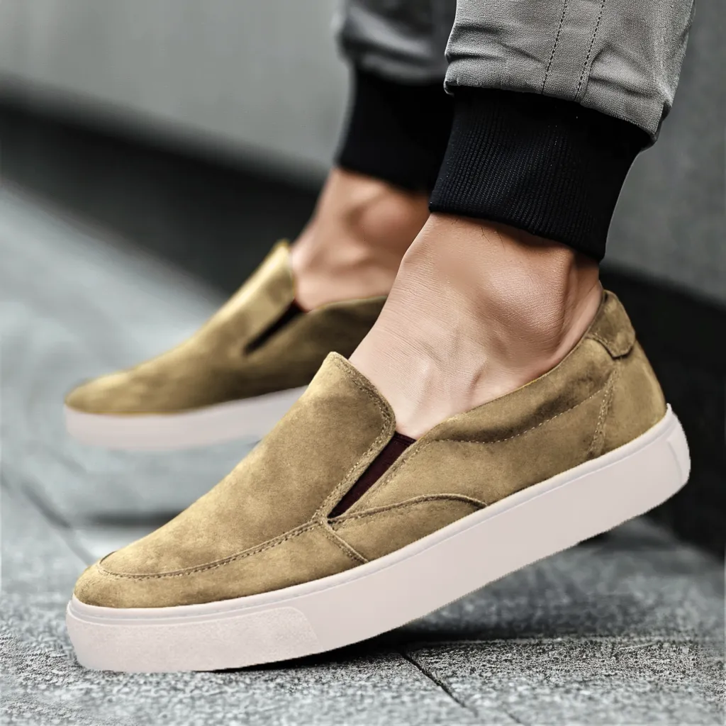Cream Suede Leather Wheat Whisper Slip On Sneakers - Summer 2024 Collection sold by Costoso Italiano
