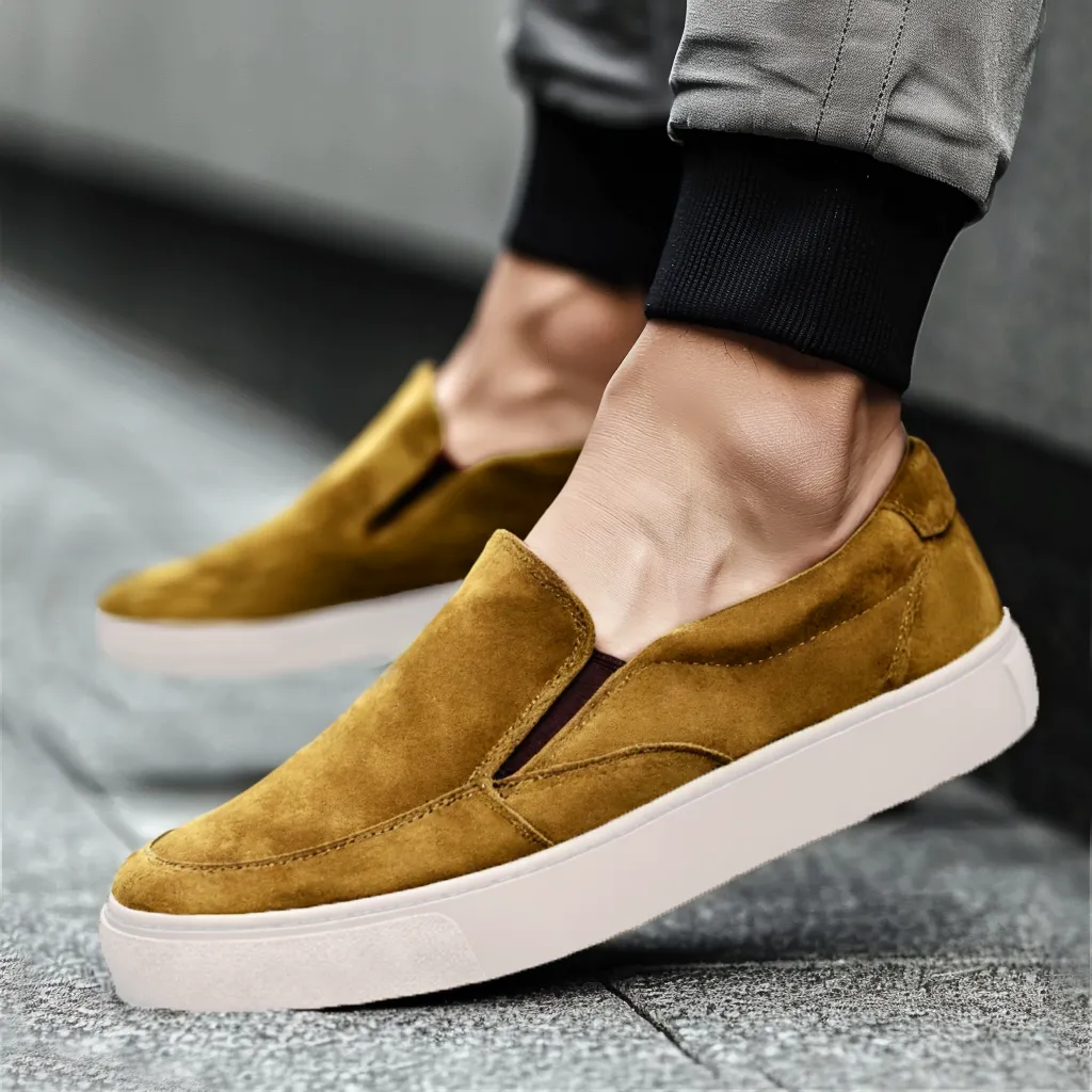 Blue Suede Leather Wheat Whisper Slip On Sneakers - Summer 2024 Collection sold by Costoso Italiano