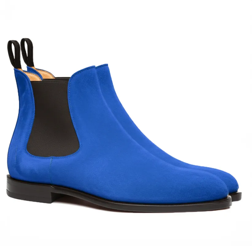 Blue Suede Leather Celso Chelsea Boot sold by Costoso Italiano