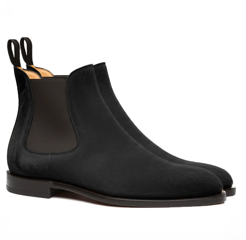 Black Suede Leather Celso Chelsea Boot sold by Costoso Italiano