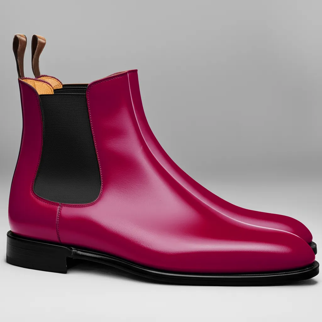 Burgundy Leather Celso Chelsea Boot sold by Costoso Italiano