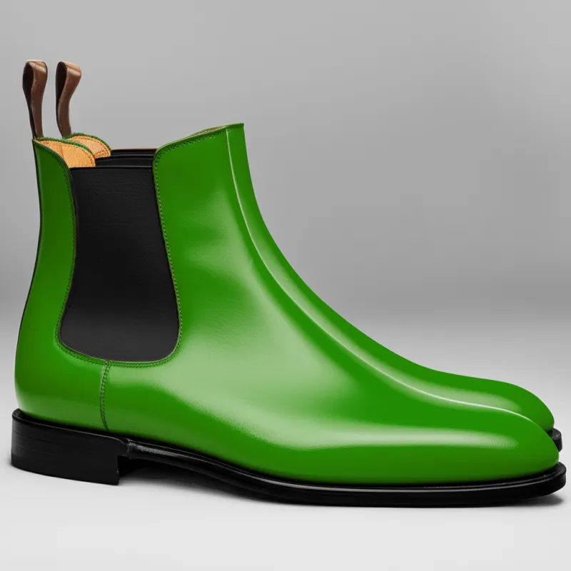 Green Leather Celso Chelsea Boot sold by Costoso Italiano