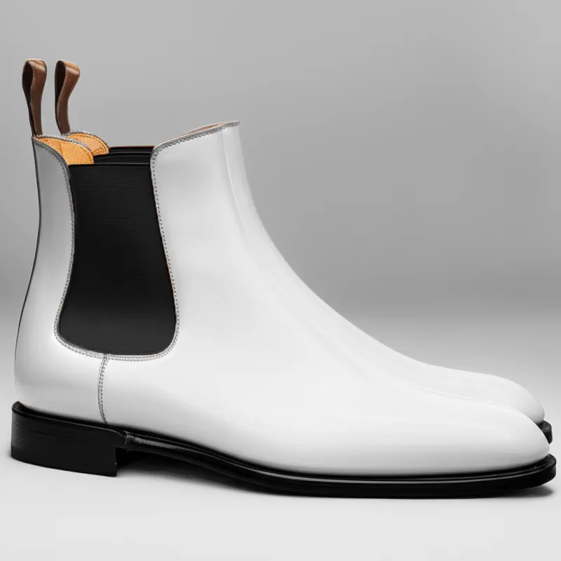 White Leather Celso Chelsea Boot sold by Costoso Italiano