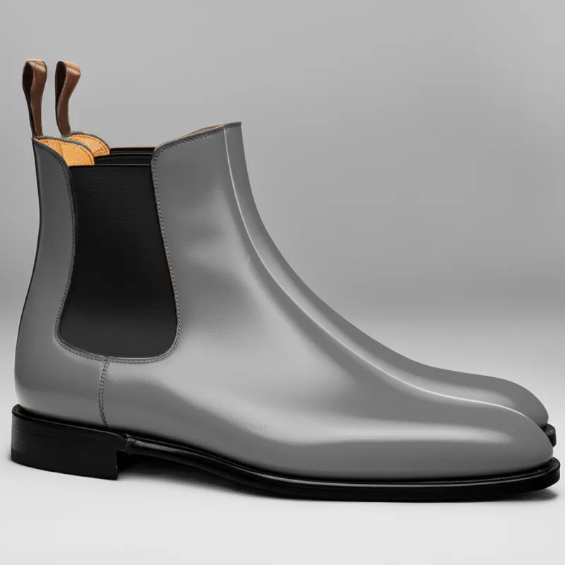 Grey Leather Celso Chelsea Boot sold by Costoso Italiano