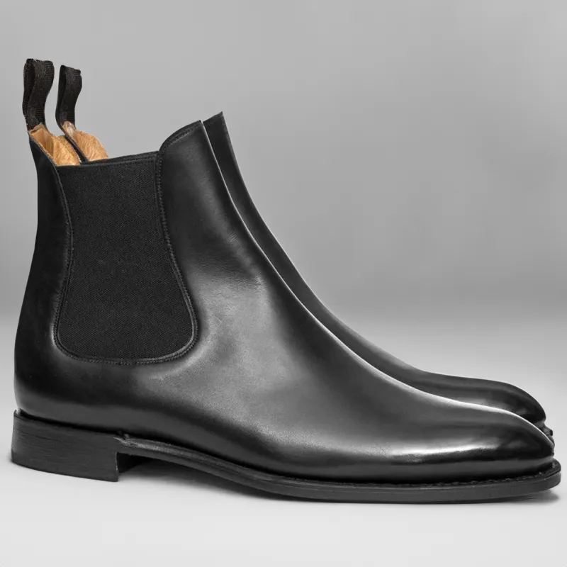 Flat Feet Shoes - Black Leather Fenland Slip On Chelsea Boots with Arch Support sold by Costoso Italiano