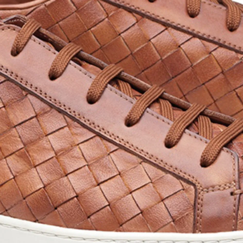 Tan Braided Leather Cornella Lace Up Sneakers sold by Costoso Italiano product image thumbnail 2