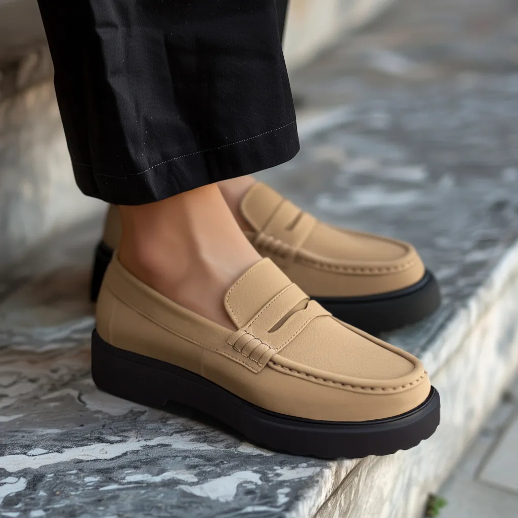 Cream Suede Leather Aristide With Thick Sole Loafers sold by Costoso Italiano