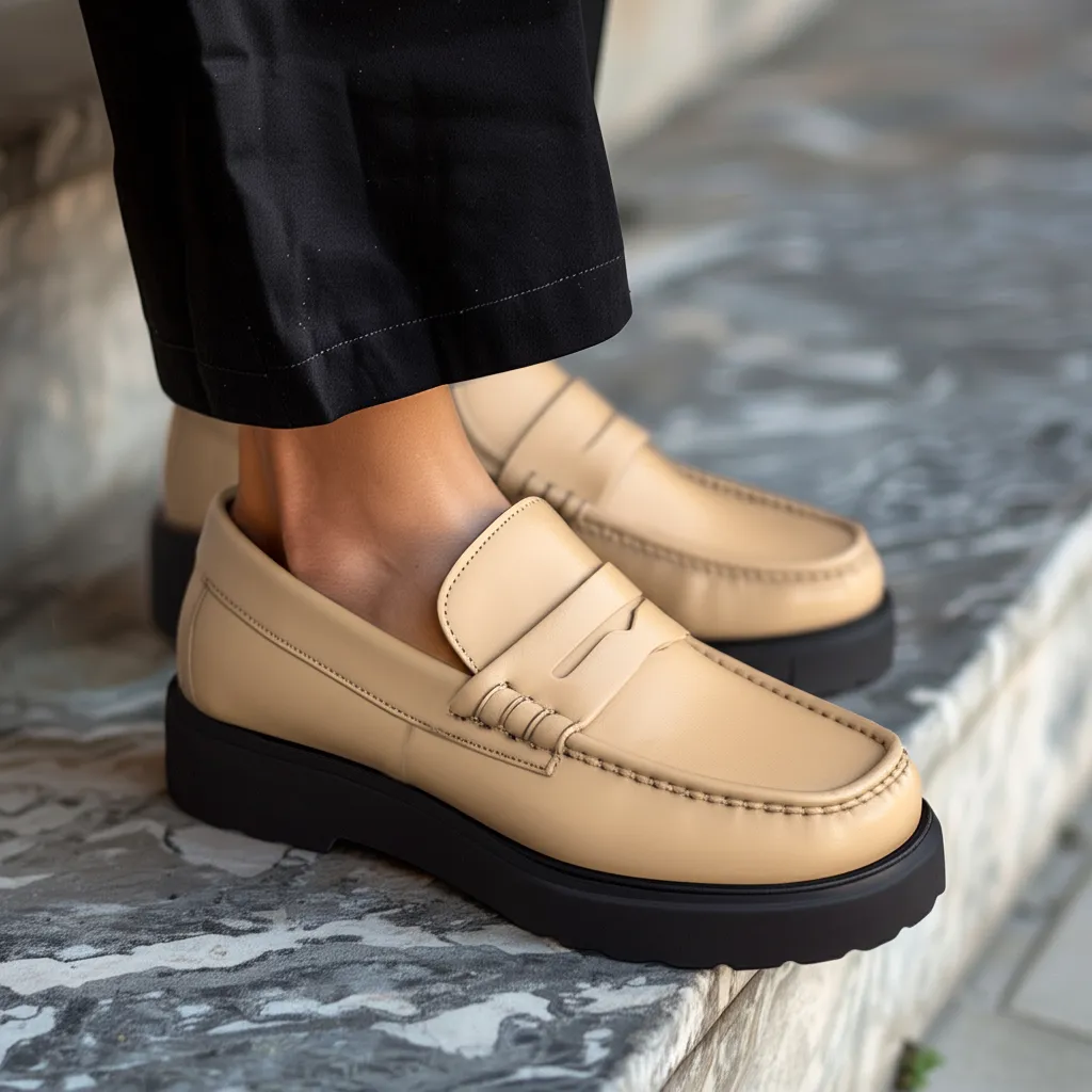 Cream Leather Aristide With Thick Sole Loafers sold by Costoso Italiano