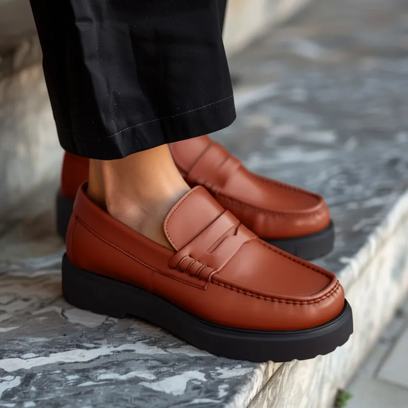 Brown Leather Aristide With Thick Sole Loafers sold by Costoso Italiano