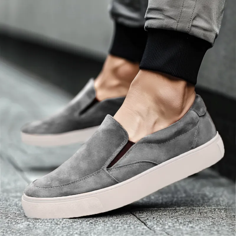 Grey Suede Leather Wheat Whisper Slip On Sneakers  - Summer 2024 Collection sold by Costoso Italiano