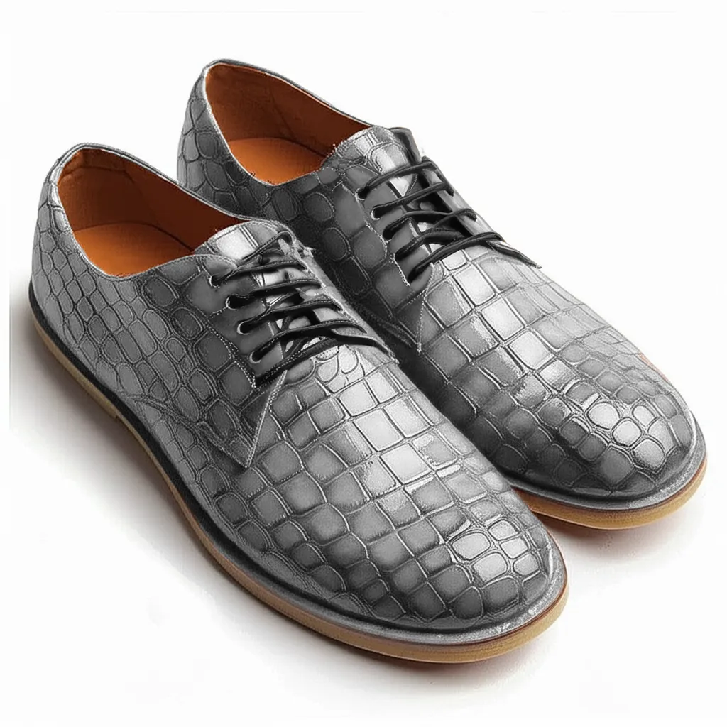 Grey Croc Print Leather Divino Barefoot Sneakers sold by Costoso Italiano