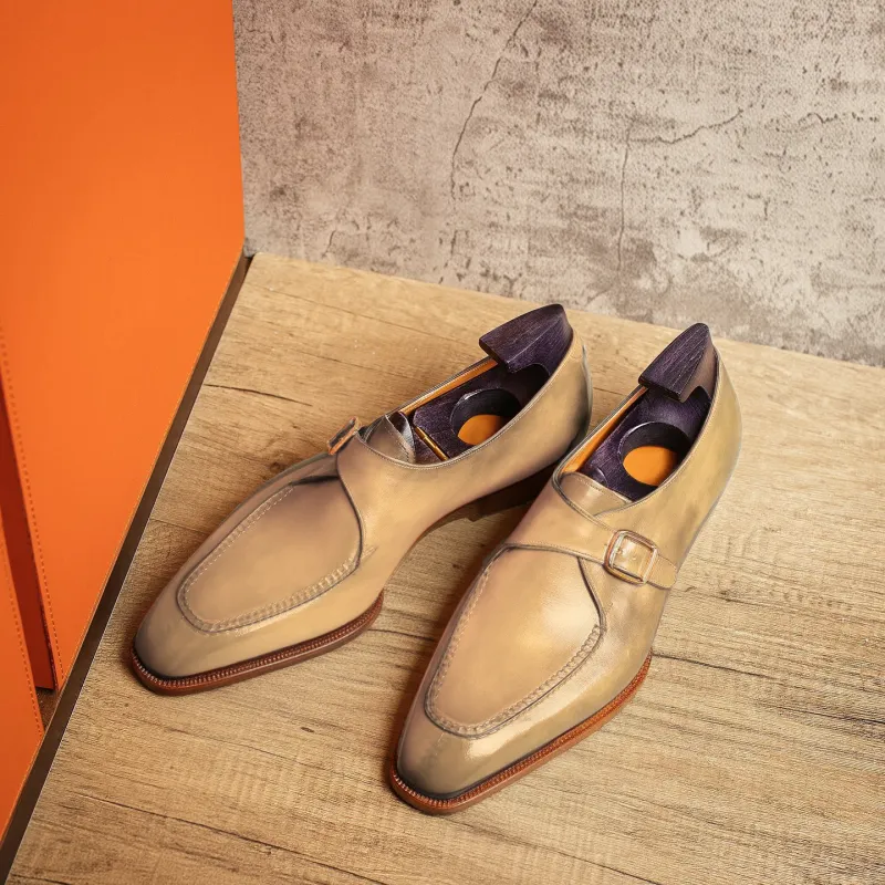 Cream Leather Algarve Single Monk Straps - AW24 sold by Costoso Italiano