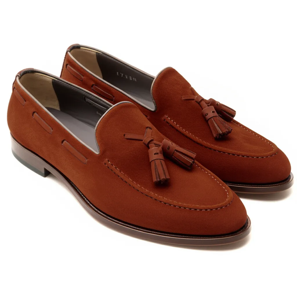 Brown Suede Leather Barbican Tassel Loafers sold by Costoso Italiano