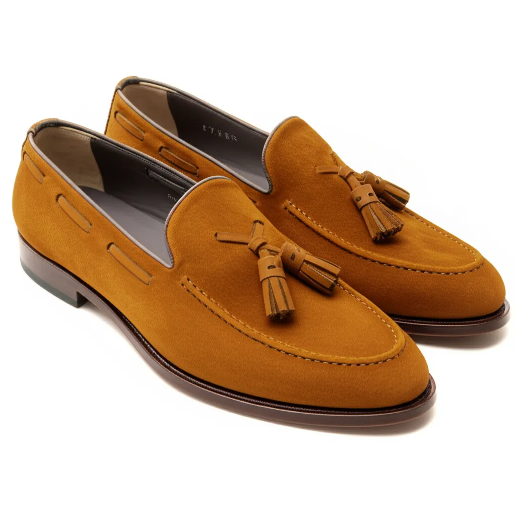 Tan Suede Leather Barbican Tassel Loafers sold by Costoso Italiano