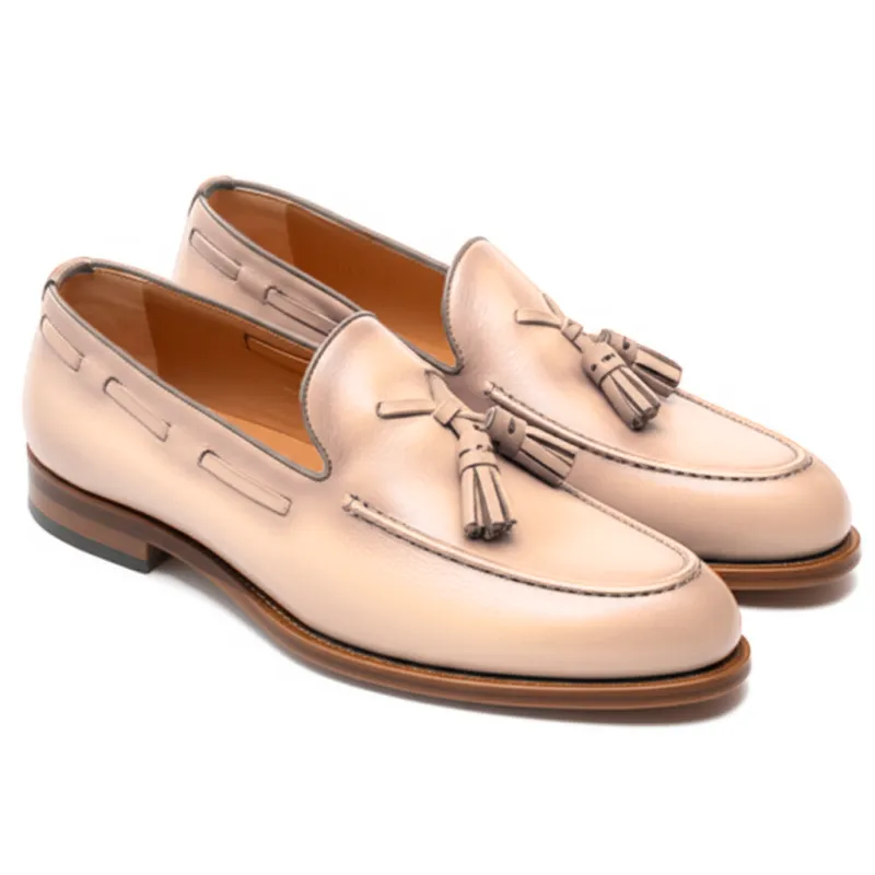 Cream Leather Barbican Tassel Loafers sold by Costoso Italiano
