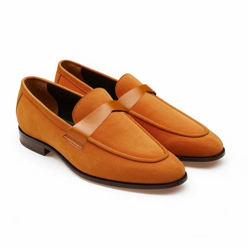 Tan Suede Leather Lucian Slip On Unlined Loafers - Comfort First Edition sold by Costoso Italiano