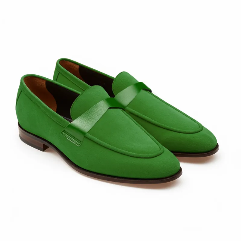 Green Suede Leather Lucian Slip On Unlined Loafers - Comfort First Edition sold by Costoso Italiano