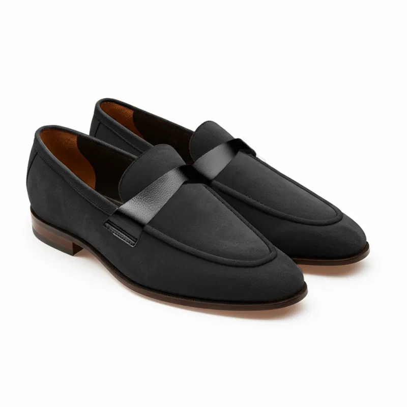 Black Suede Leather Lucian Slip On Unlined Loafers - Comfort First Edition sold by Costoso Italiano