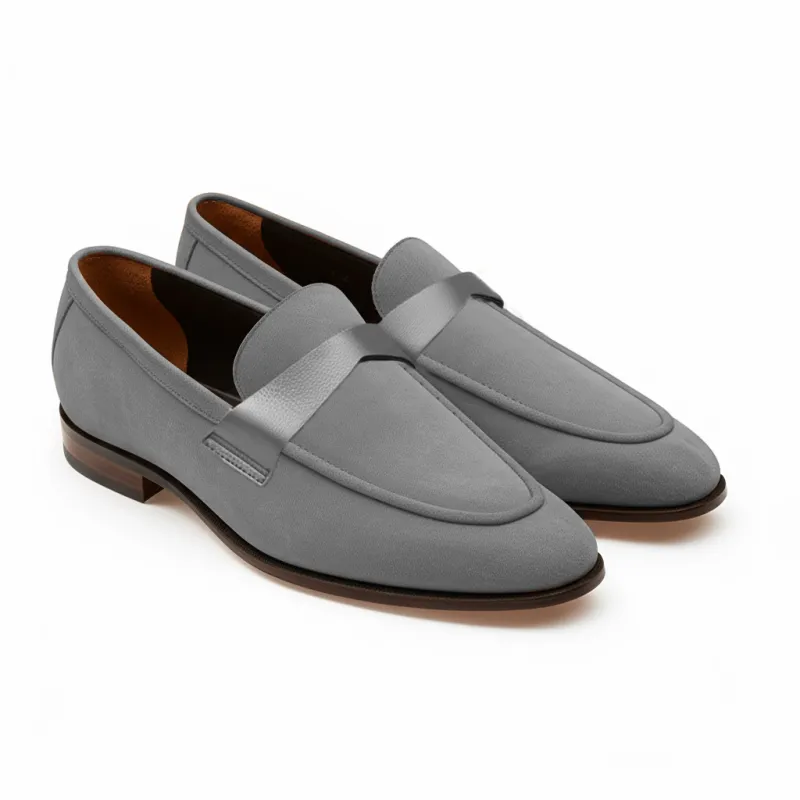 Grey Suede Leather Lucian Slip On Unlined Loafers - Comfort First Edition sold by Costoso Italiano