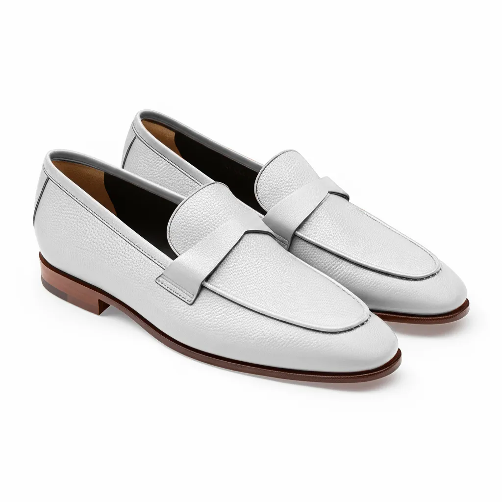 White Leather Lucian Slip On Unlined Loafers - Comfort First Edition sold by Costoso Italiano