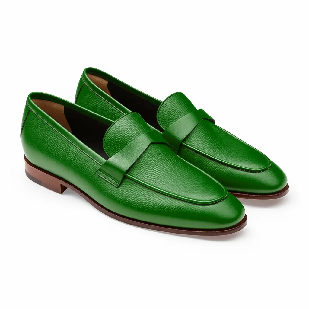 Green Leather Lucian Slip On Unlined Loafers - Comfort First Edition sold by Costoso Italiano