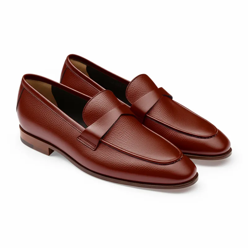 Brown Leather Lucian Slip On Unlined Loafers - Comfort First Edition sold by Costoso Italiano