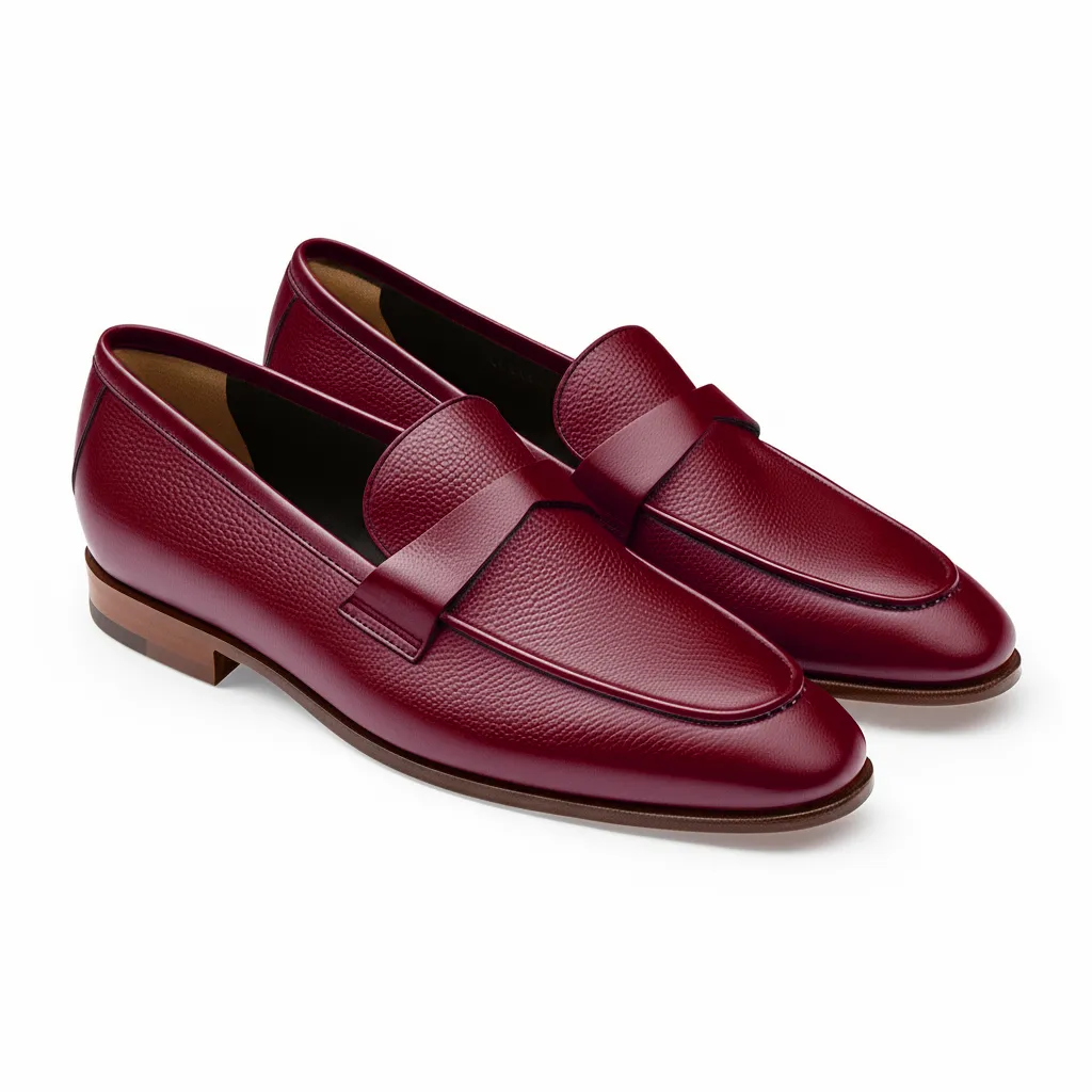 Burgundy Leather Lucian Slip On Unlined Loafers - Comfort First Edition sold by Costoso Italiano