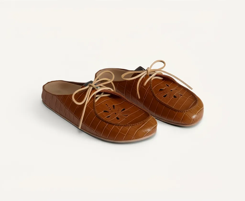 Brown Croc Print Leather Opale Mule sold by Costoso Italiano