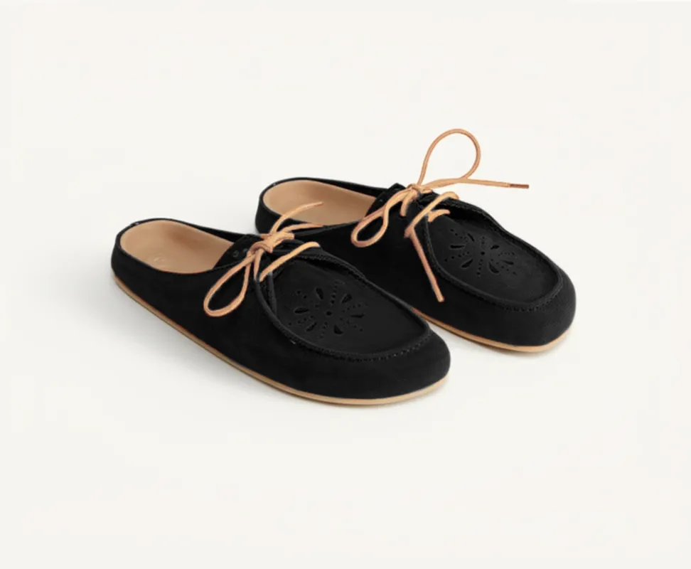 Black Suede Leather Opale Mule sold by Costoso Italiano