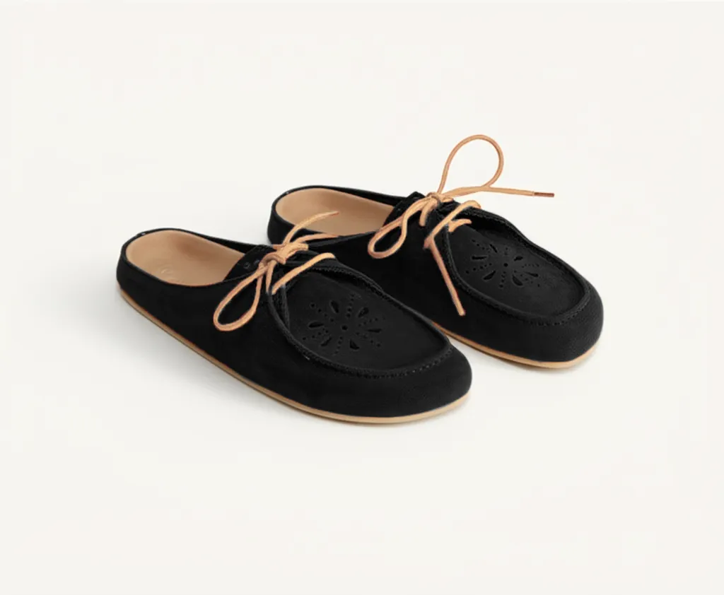 Black Suede Leather Opale Mule sold by Costoso Italiano