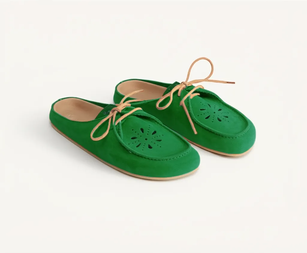Green Suede Leather Opale Mule sold by Costoso Italiano