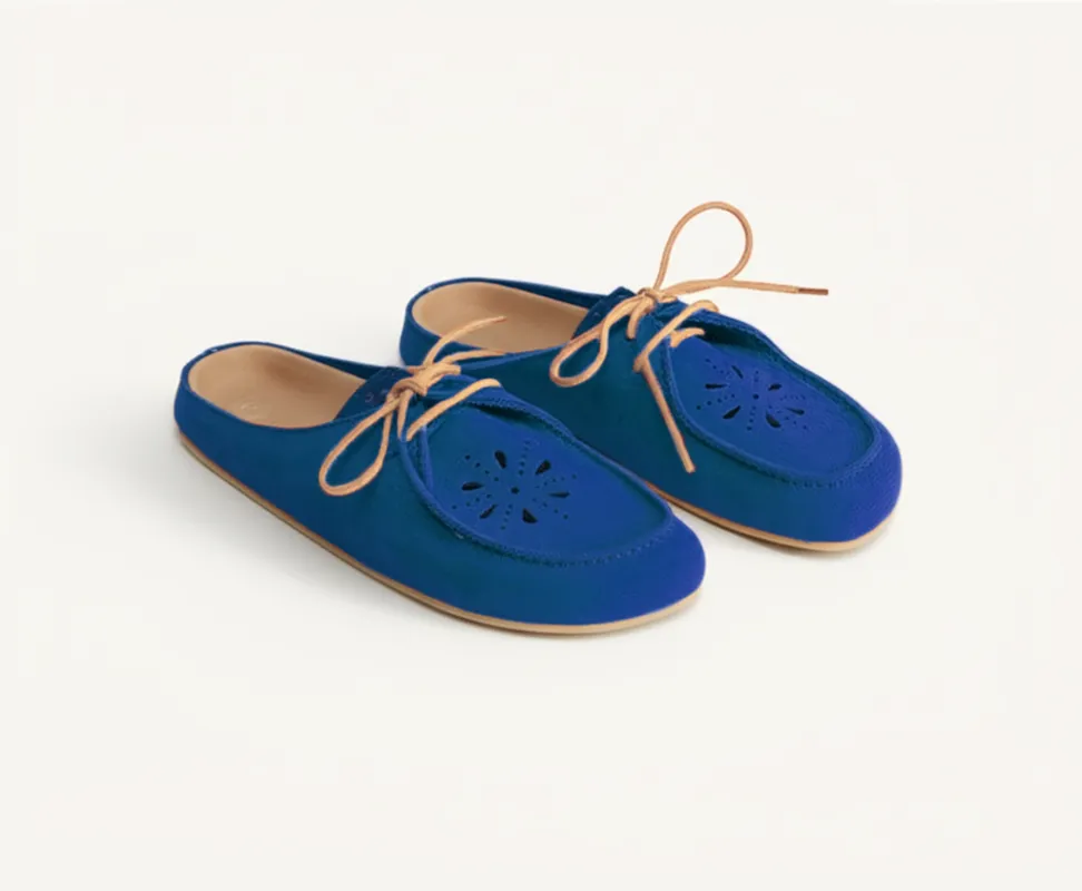 Blue Suede Leather Opale Mule sold by Costoso Italiano