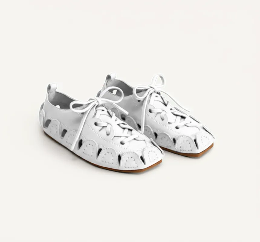 White Suede Leather Amigo Lace-Up Sneakers sold by Costoso Italiano