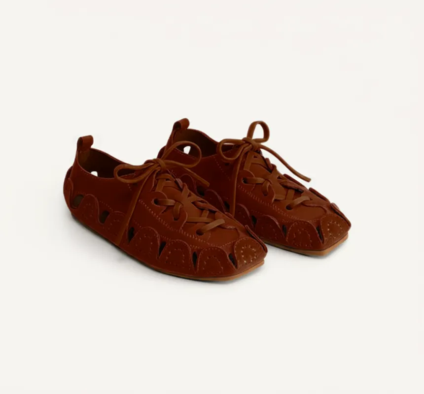 Brown Suede Leather Amigo Lace-Up Sneakers sold by Costoso Italiano
