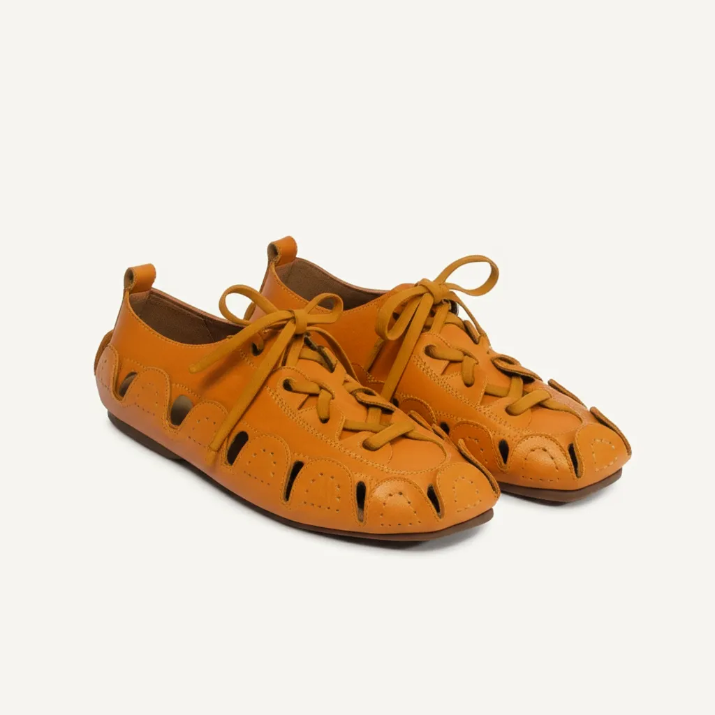 Tan Leather Amigo Lace-Up Sneakers sold by Costoso Italiano