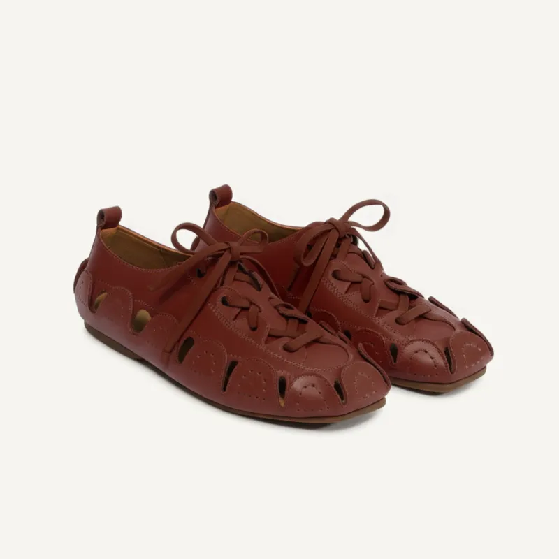 Brown Leather Amigo Lace-Up Sneakers sold by Costoso Italiano