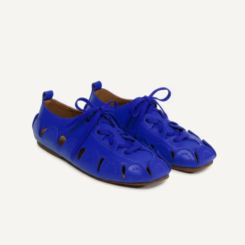 Blue Leather Amigo Lace-Up Sneakers sold by Costoso Italiano