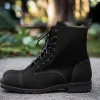 Black Suede Leather Belinda Chunky Hiking Combat Lace Up Zipper Boots sold by Costoso Italiano