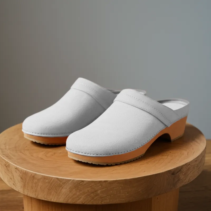 White Suede Leather Celeste Calm Mule Loafers - Summer 2024 Collection sold by Costoso Italiano