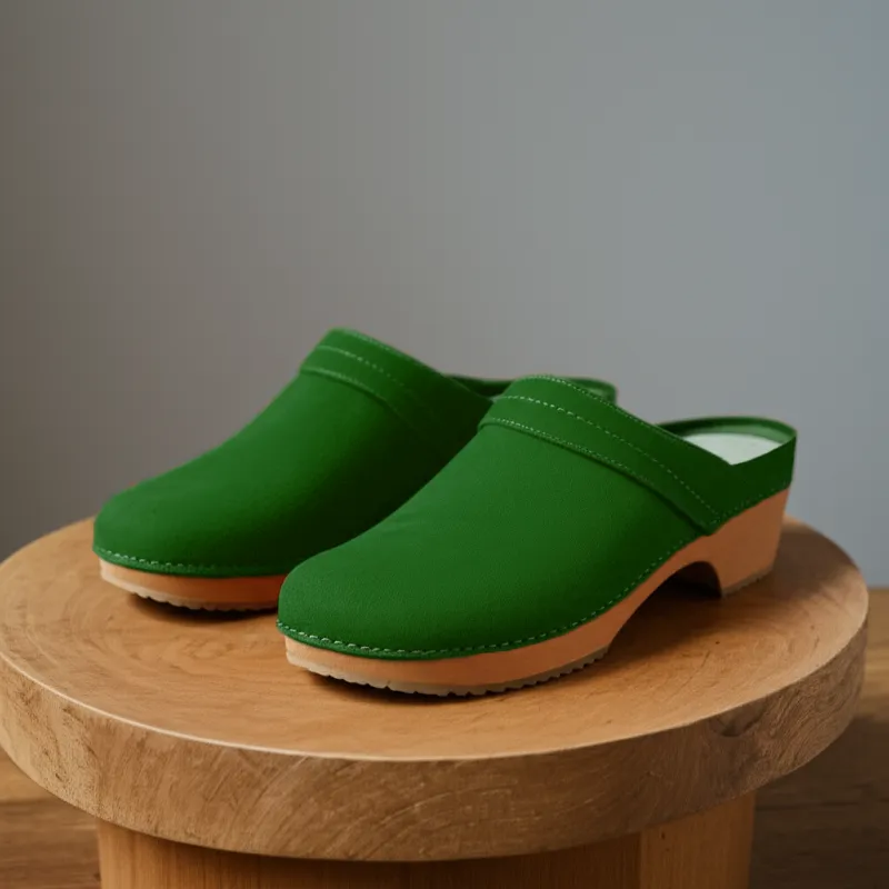 Green Suede Leather Celeste Calm Mule Loafers - Summer 2024 Collection sold by Costoso Italiano