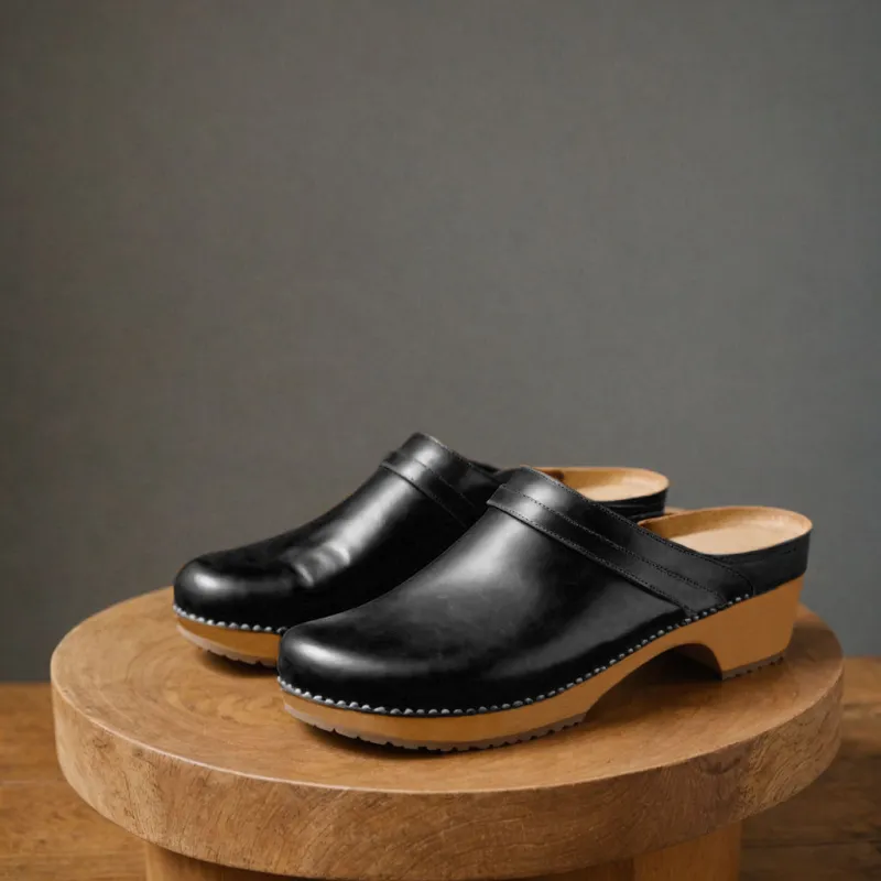 Black Leather Celeste Calm Mule Loafers - Summer 2024 Collection sold by Costoso Italiano