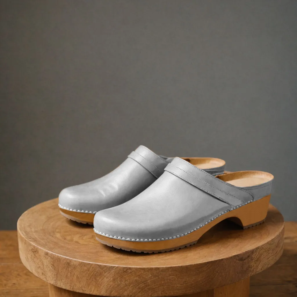 White Leather Celeste Calm Mule Loafers - Summer 2024 Collection sold by Costoso Italiano